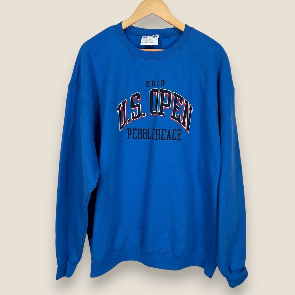 2019 U.S. Open Pebble Beach Champion Crew Neck Sweatshirt Men 2XL Blue Golf